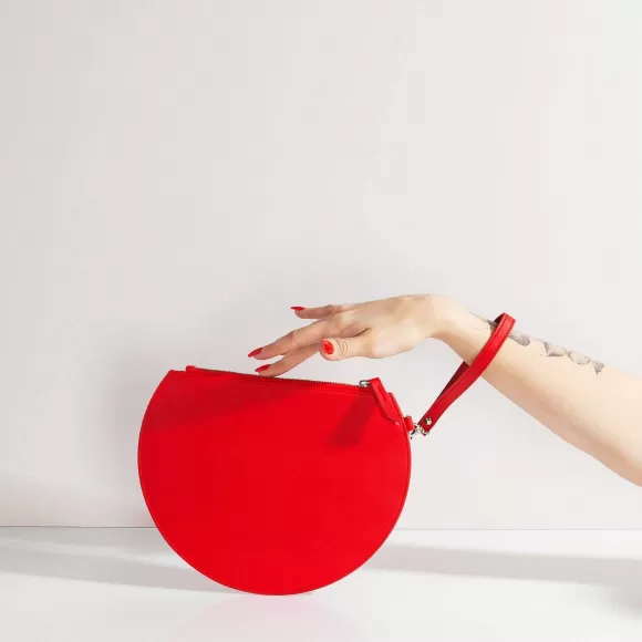 Hot 3/4 Moon Clutch In Red Socks & Accessories