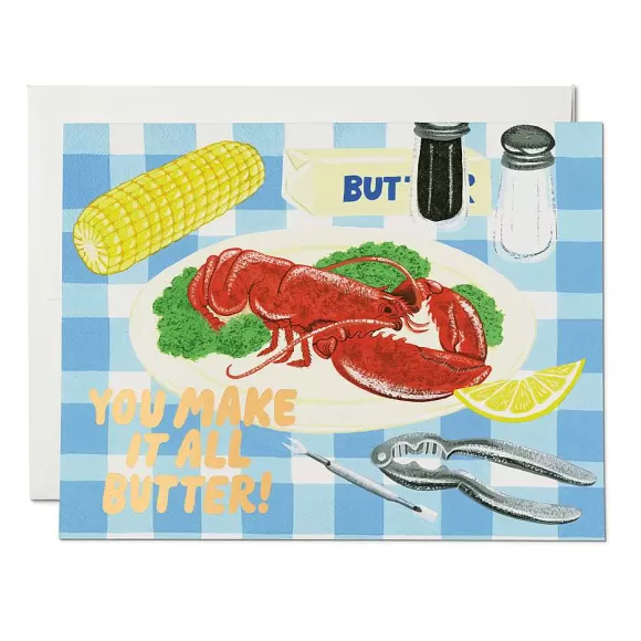 Cheap All Butter Lobster Love Card Cards & Stationery