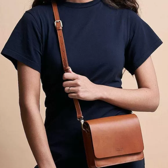 Discount Audrey Leather Crossbody Bag In Cognac Socks & Accessories