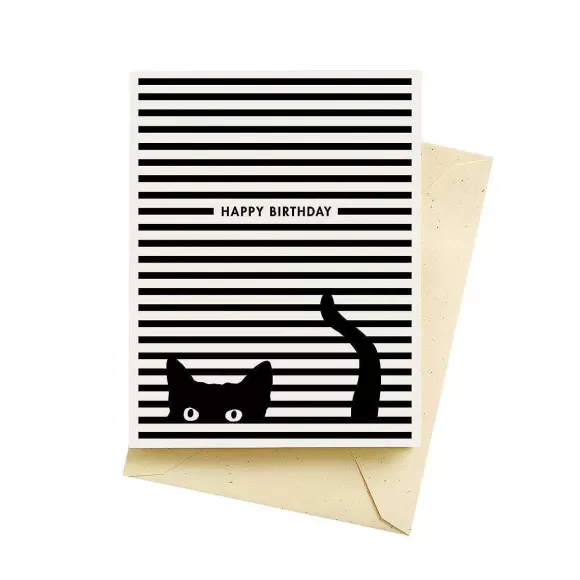 Flash Sale Cat Stripes Birthday Card By Seltzer Goods Cards & Stationery