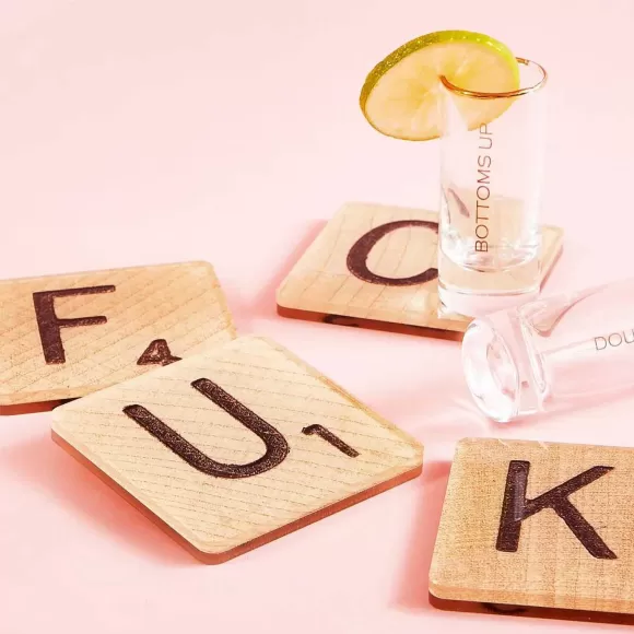 Sale F-U-C-K Scrabble Coaster Set Home & Kitchen