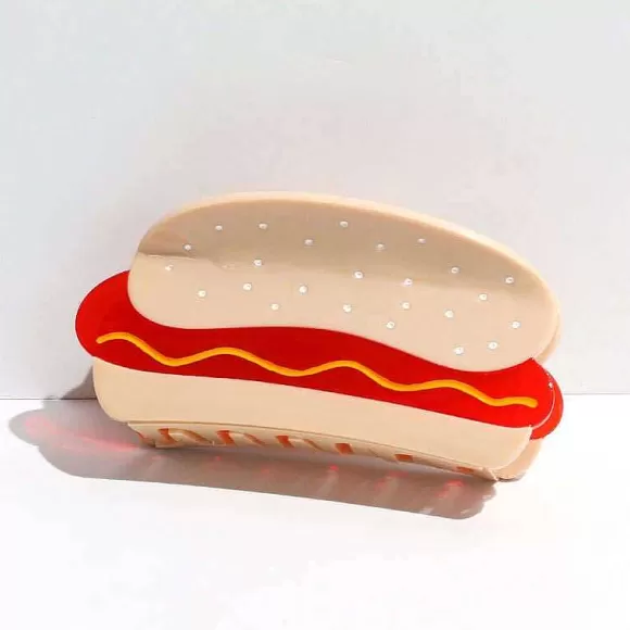 Hot Hot Dog Hair Claw By Jenny Lemons Socks & Accessories