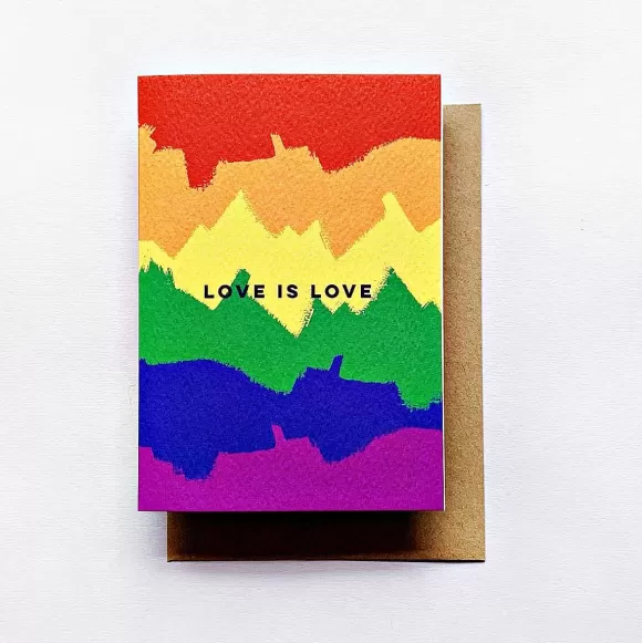 Discount Love Is Love Rainbow Brushstrokes Card By The Completist Cards & Stationery