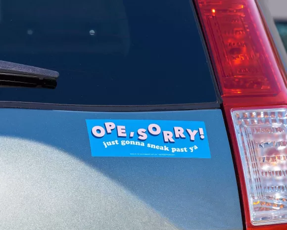 Discount Ope, Sorry! Vinyl Bumper Sticker Cards & Stationery