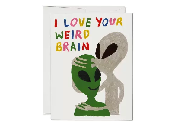 Discount Weird Brain Alien Love Card Cards & Stationery